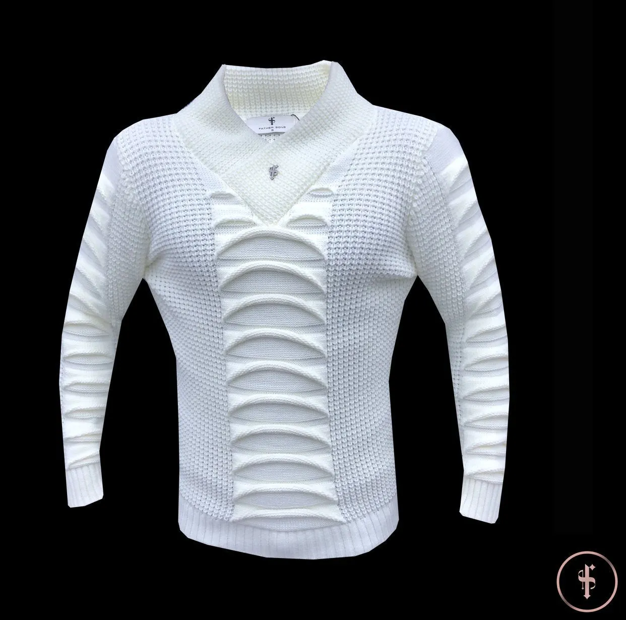 Father Sons Chunky Ripple Knit Cream Jumper - FSJ003